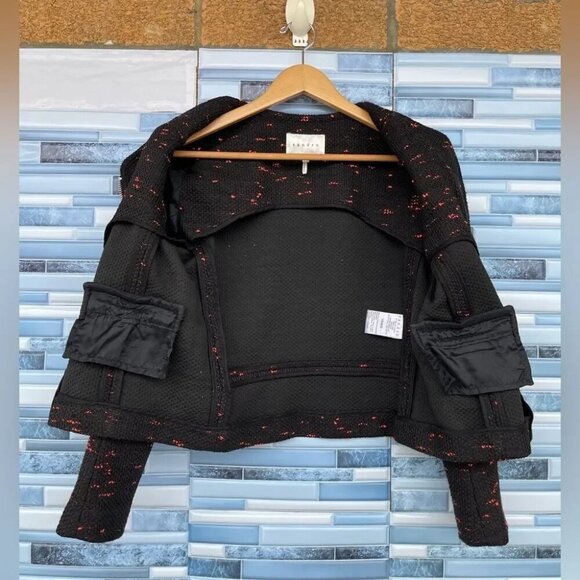 Sandro Veritage Tweed Jacket in Black 40/8 - Picture 8 of 12